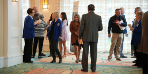 Members of Church On The Way gather in fellowship before service