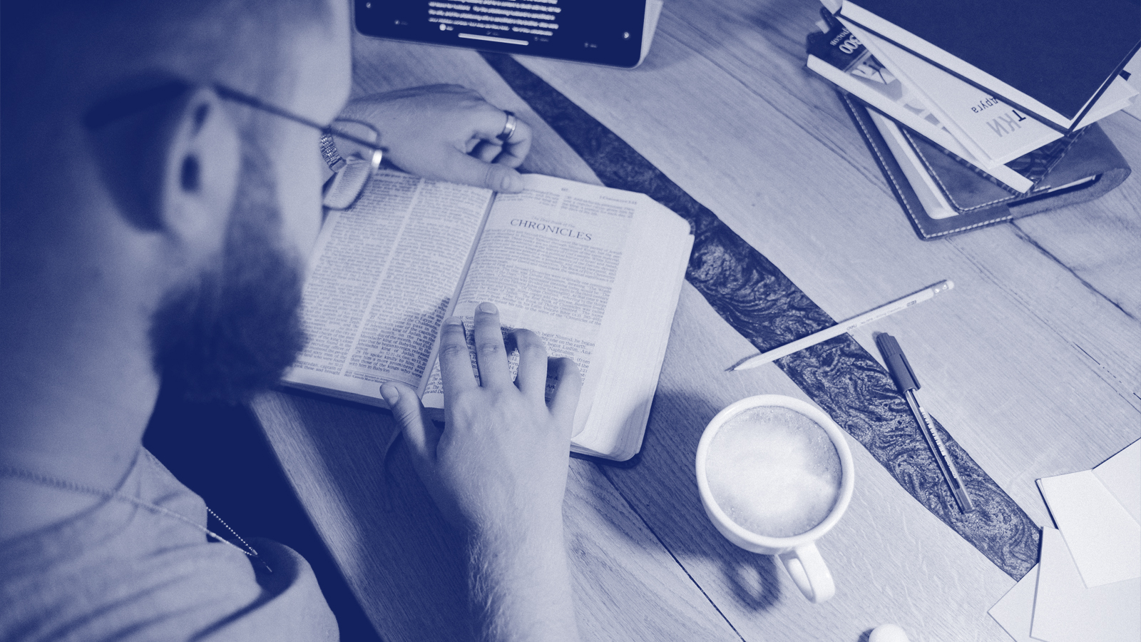 A man studying his bible